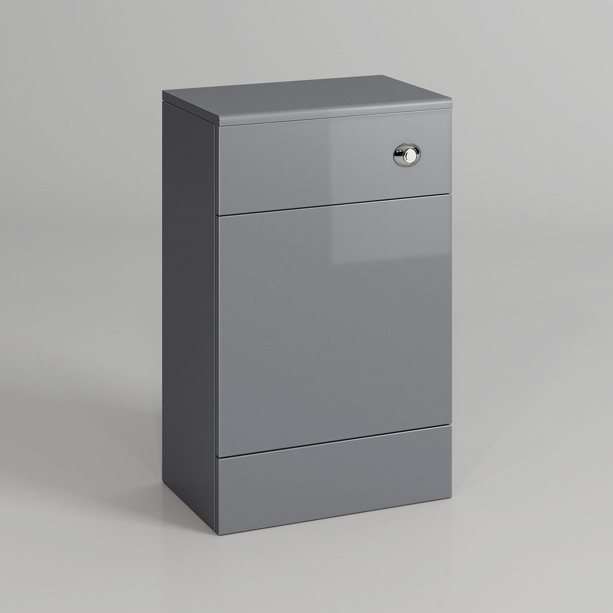 iBathUK 500mm Gloss Grey White Harper Back to Wall Toilet Cupboard Unit- Grey (Flat Pack)