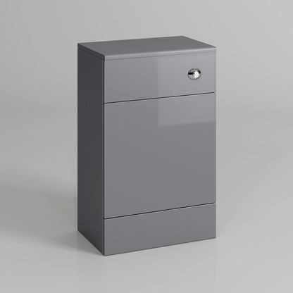 iBathUK 500mm Gloss Grey White Harper Back to Wall Toilet Cupboard Unit- Grey (Flat Pack)
