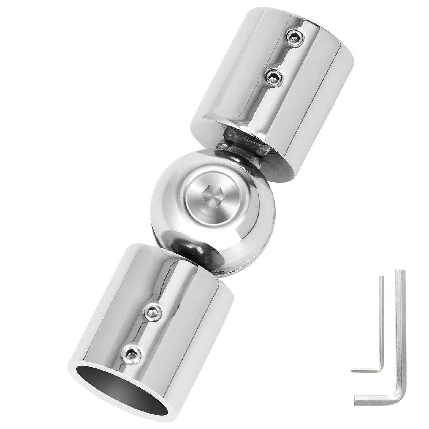 Heavy Duty Bay Window Curtain Pole Elbow Joint Kit - Hinged Elbow Corner Connector for 1? Curtain Rod - Adjustable, Silver, 1 Pack