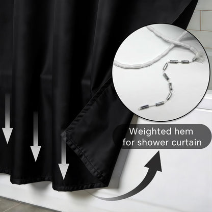 FAIRYGATE Shower Curtain Anti Mould Waterproof Bath Curtains Mildew Resistant Bathroom Plain Colors Bathtub Curtains for Bath Tub Shower Stall 180 x
