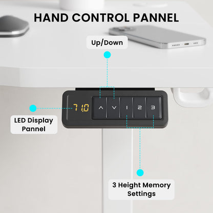Farini U-Shaped Ergonomic Electric Standing Desk, 120x60cm, Height Adjustable Sit to Stand Desk with Memory Keypad & Headphone Hook for Home and