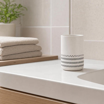 Kleine Wolke Alva toothbrush holder, accessories, colour: black and white, material: stoneware