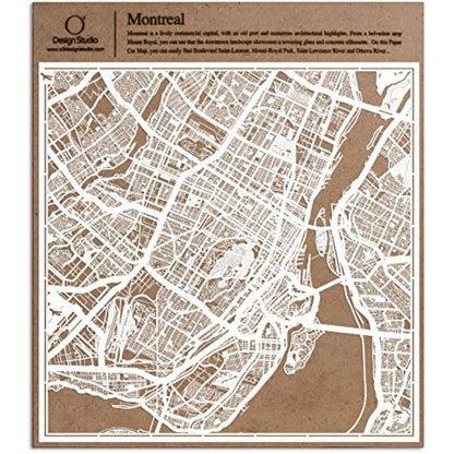 O3 DESIGN STUDIO Montreal Paper Cut Map White 12×12 inches Paper Art