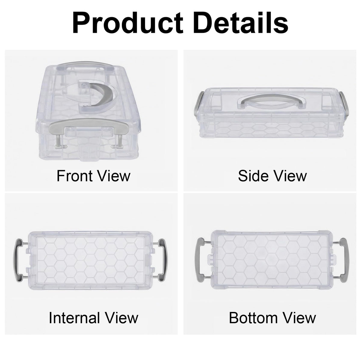 Anstore Storage Box with Handles, 2 x 3 Tier Clear Plastic Storage Box with Lid, Portable Pencil Case, Pen Drawing Tools Container Lid