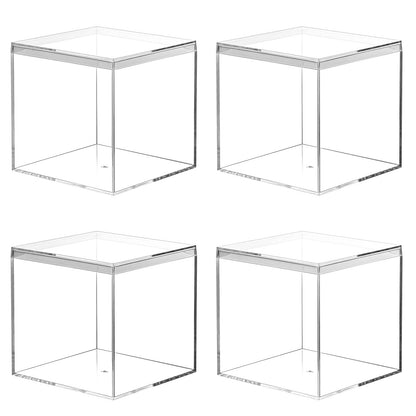 Kamehame Clear Acrylic Display Box with Lid Small Boxes 4 Pcs 10x10x10cm