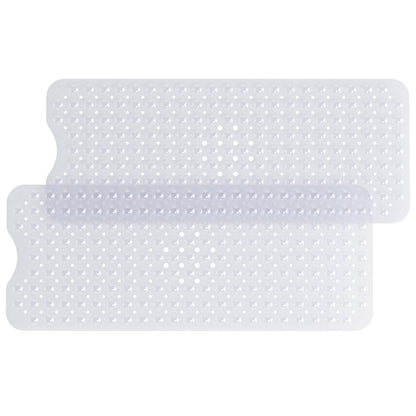 HITSLAM Non Slip Bath Mat for Tub, 101 x 40cm Extra Long Shower Mat Anti Mould, Machine Washable Bathroom Bathtub Mat with Suction Cups and Drain