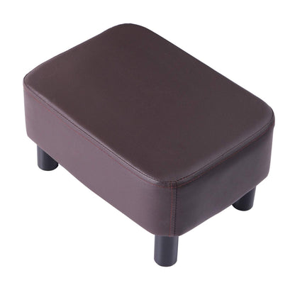 IBUYKE 16.54" Small Footstool PU Leather Ottoman Footrest Modern Home Living Room Bedroom Rectangular Stool, with Padded Seat Pine Wood Legs