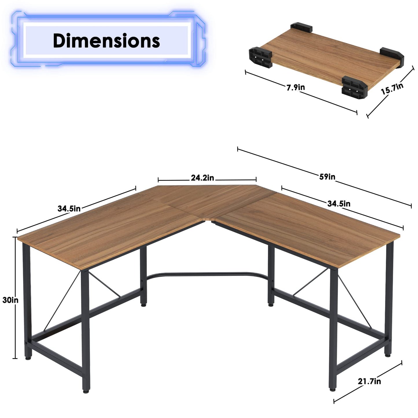 soges Computer Desk L-Shaped Desk Large Corner Desk L(150+150) * W55 * H76 cm Office Table Computer Workstation for Home and Office, LD-Z01-OK