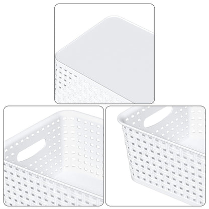 Callyne Set of 6 Plastic Storage Baskets, Organizer Basket, White