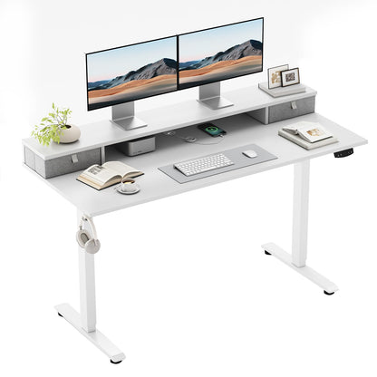 Klicelor Electric Height Adjustable Desk, with 2 Fabric Drawers, 120x60cm