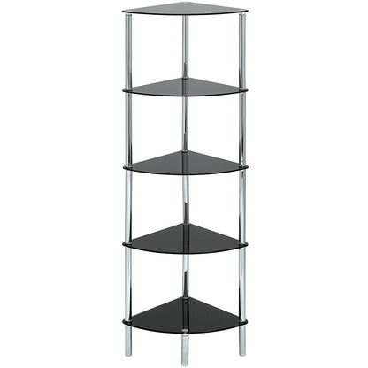 ASPECT Polo 5 Tier Corner Display Glass Unit-Black, Chrome, S