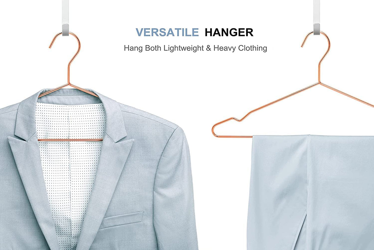 Amber Home 20pcs Shiny Metal Coat Hangers, Iron Shirt Hangers, Copper