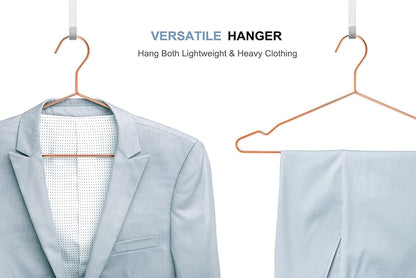 Amber Home 10pcs Shiny Metal Coat Hangers, Iron Shirt Hangers, Copper