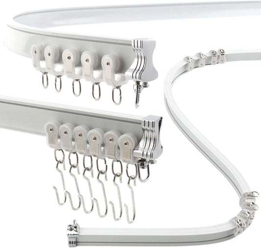 Aluminium Flexible Ceiling Curtain Track 3ft-9.8ft / 3m | Bendable Curtain Rail for Bay Windows & Shower | Heavy Duty Ceiling Mounted Track for