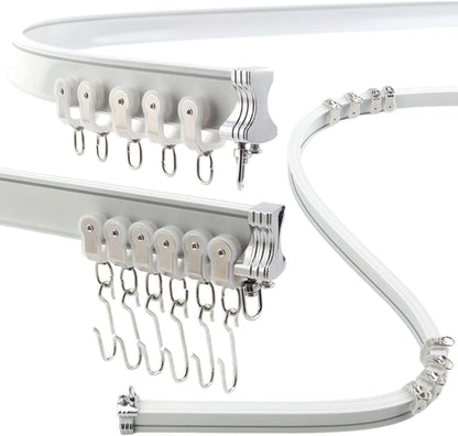 Aluminium Flexible Ceiling Curtain Track 3ft-6.6ft / 2m | Bendable Curtain Rail for Bay Windows & Shower | Heavy Duty Ceiling Mounted Track for