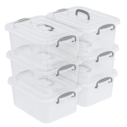 Xyskin 6 Packs 8 L Latching Box with Handles, Plastic Storage Bin with Lids, Clear Storage Organizer Box