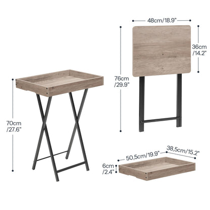 HOOBRO Folding TV Tray Table for Eating, Snack Dinner Side Table with Removable Serving Tray, Foldable Bedside Occasional Coffee Table