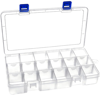 Craft Storage Boxes with Compartments,Qualsen Plastic Storage Boxes,Storage Box Organizer with Lids,Divider Jewellery Box for Beads Earring Tool Box