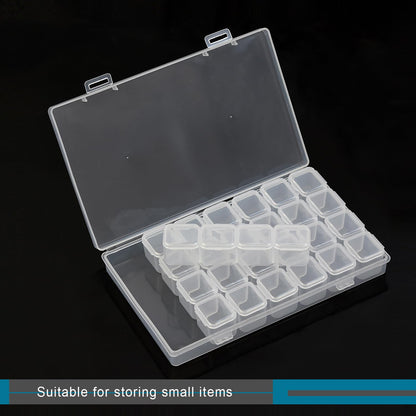 2Pcs Bead Storage Containers 28 Grids Plastic Organizer Box for Diamond Art Crafts with 80pcs Label Stickers