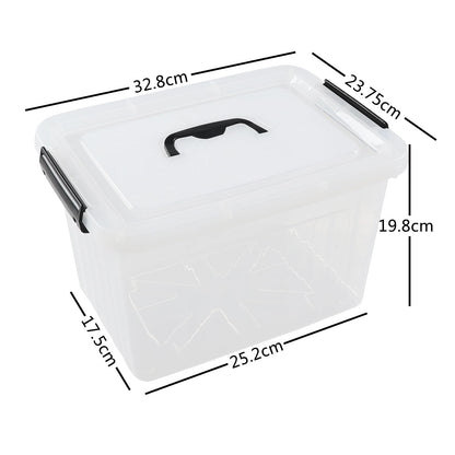 Tyminin 6-Pack 12 L Storage Boxes, Plastic Latch Bin Box with Lids/Handles