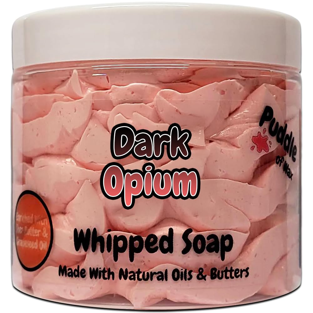 Dark Opium Whipped Soap Body Wash - 150g - Natural Oils and Butters - Perfume Scent - Vegan Friendly - Puddle of Wax - Made in the UK