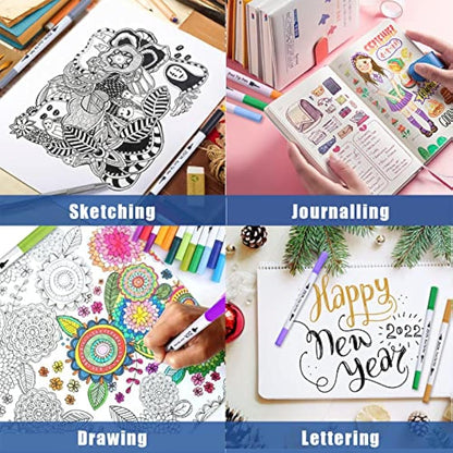 ZSCM Fineliner Fineliner Double-pointed Pens Adult Pens Coloring Books, Calligraphy and Drawings, Illustrations, Sketches…
