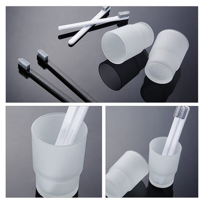 Frosted Glass Bathroom Tumbler Set of 2, 225ml Reusable Bathroom Cup, Stackable Toothbrush Holder Cup for Family