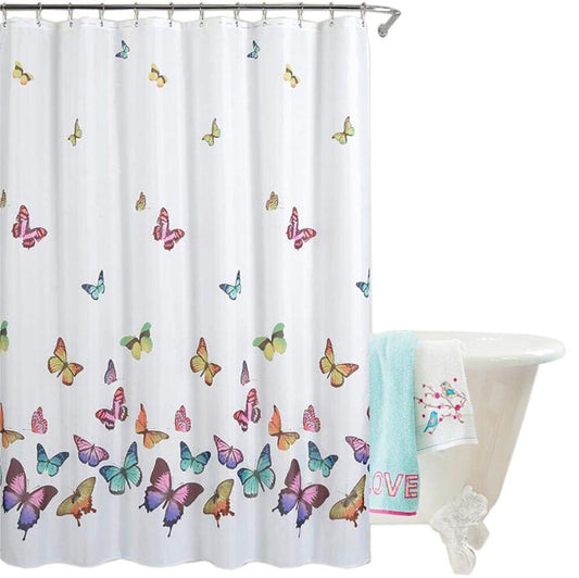 Fabric Shower Curtain Striped Bathroom Polyester Curtains Durable Waterproof Mildew Bath Sets Home Accessories Set, Water-Repellent 70.86 x 70.86