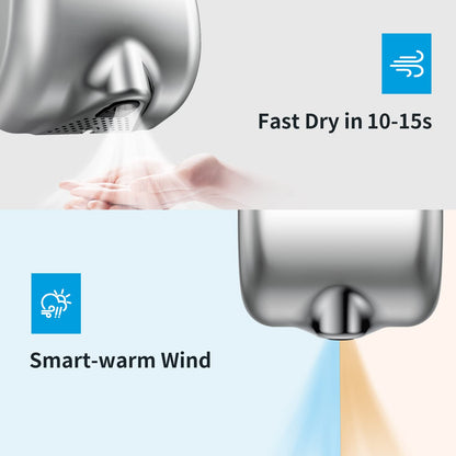 anydry 2800B Commercial Hand Dryer For Toilets,Heavy Duty Stainless Steel Electric Hand Dryers,With Banner.(Polished)