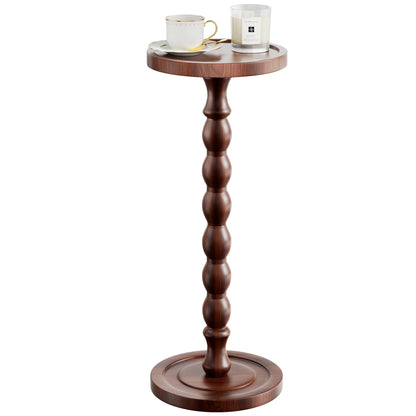 Caossuixin Wooden Round Side Table, Round Bar Table, Small End Table-Walnut