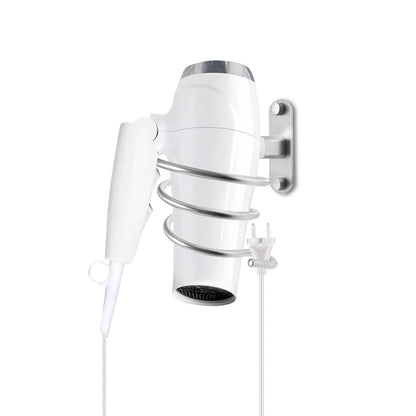 OlBuWa Hair Dryer Holder Aluminum for Hair Dryer Storage Spiral Holder Bathroom Shelf for Washroom Supplies (Silver)