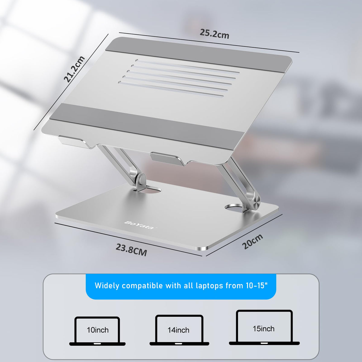 BoYata Laptop Stand, Multi-Angle Adjustable Laptop Riser with Heat-Vent