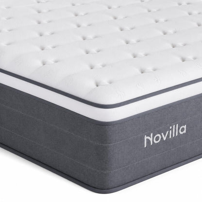 Novilla Small Single Mattress 2FT6 – 27CM Medium Firm Memory Foam Hybrid Mattress with 7-Zone Pocket Sprung Support, Motion Isolation
