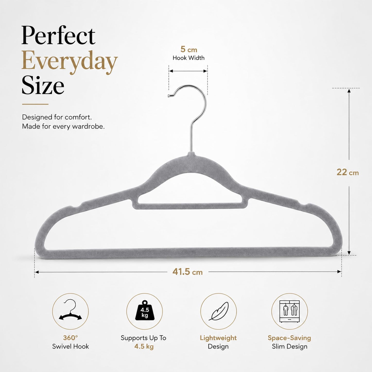 Housezy Coat Hangers, 20 Pack, Non-Slip Velvet Hangers for Clothes with Tie Bar & 360° Rotating Hook, Strong & Durable