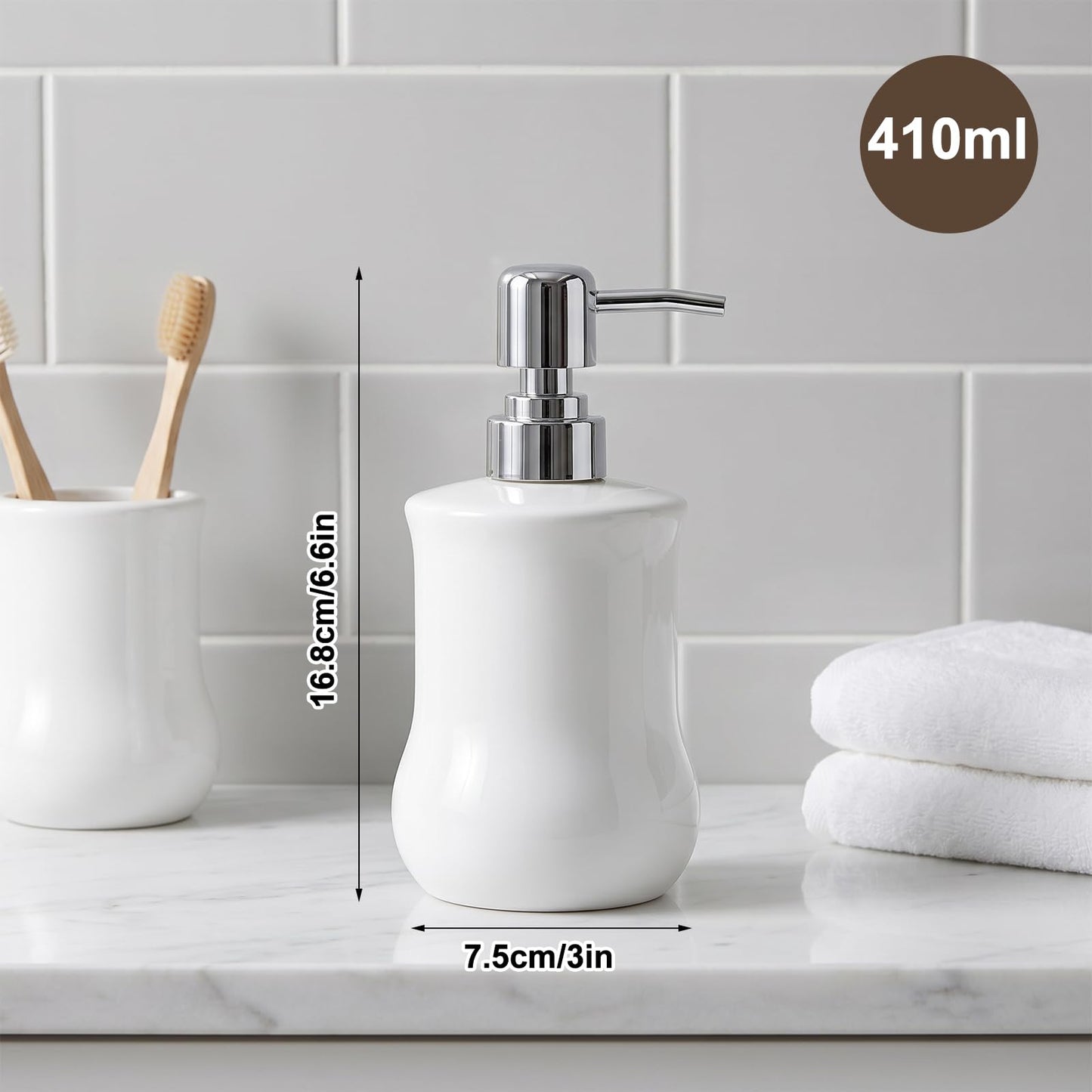 Soap Dispenser - Chic Hand Soap Dispenser with Pump and Funnel Ceramic Dish Soap Lotion Dispenser