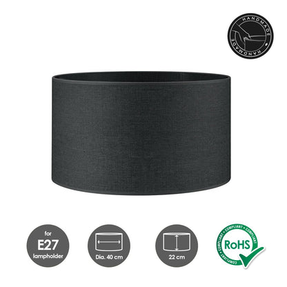 Home Sweet Home Modern Canvas Lampshade | Cylinder | 40/40/22 cm | Dark Grey | Fabric Cotton Lampshade | for E27 Lamp Socket | RoHS Tested | Suitable
