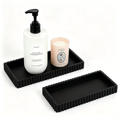 Silicone Bathroom Tray Small Vanity Organizer Rectangle Sink Caddy Sponge Holder Kitchen Counter Decor for Dish Soap, Perfume, Candle