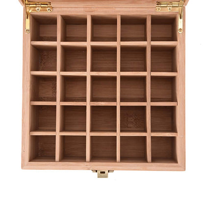 Better Quality than Pine - 25 Slots Bamboo Essential Oil Organizer - Holds 5 10 15 ml Aromatherapy Bottles