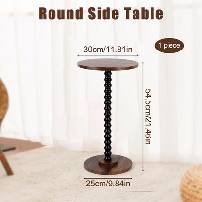 Penitue Small Round Side Coffee Table, Sturdy Wooden Round End Drink Tables Vintage Small Spaces