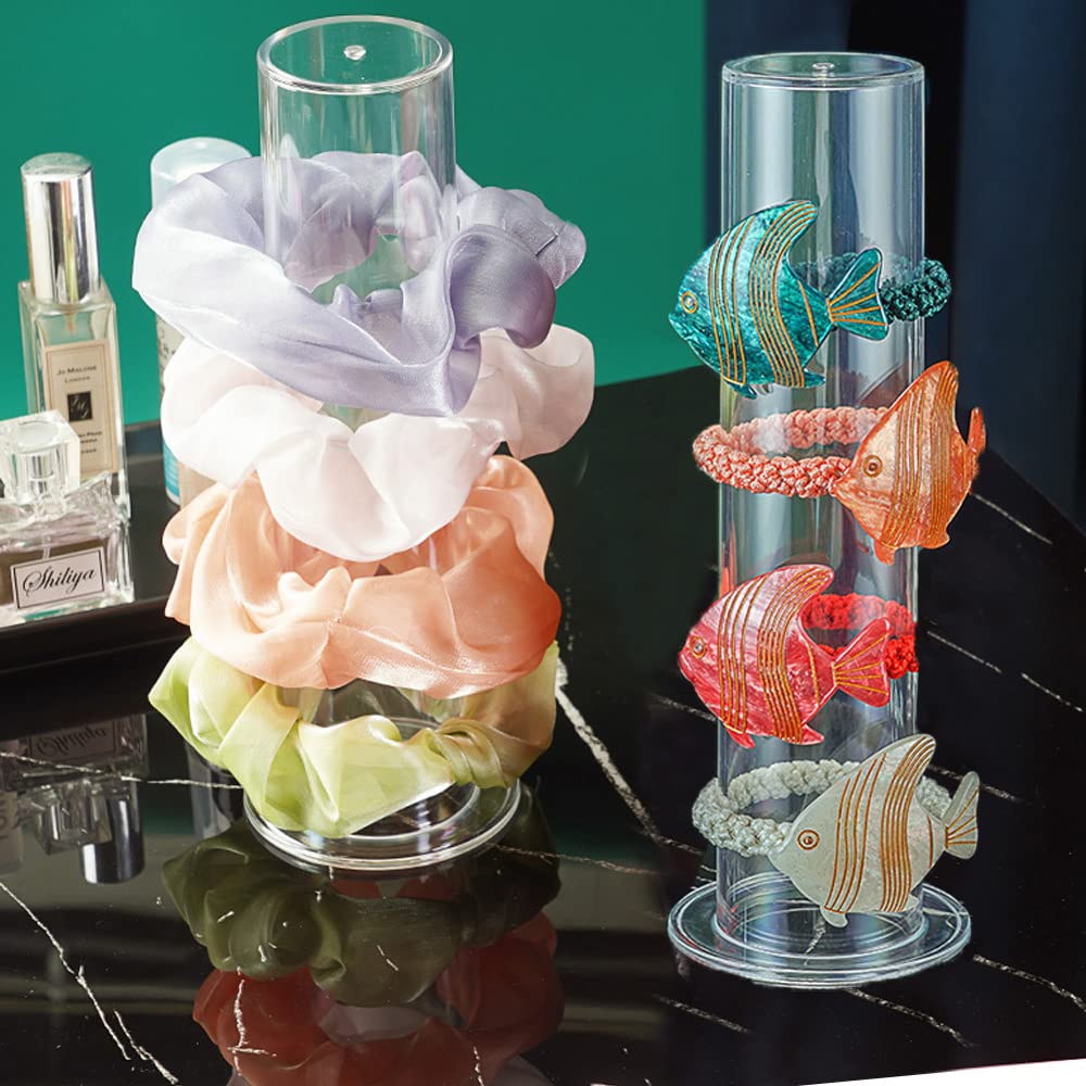 Yuknees Acrylic Scrunchie Holder, Clear Hair Tie Accessories Stand,Bracelet Stand,Hair Bracelet Display Accessories Organizer Cute Room Decor for