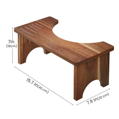 Fibogollo 40 cm Acacia Wood Toilet Stool Squat for Adults,Foldable Poop Stool for Bathroom,Portable Potty Step Stool with Non-Slip Strip,No Assembly