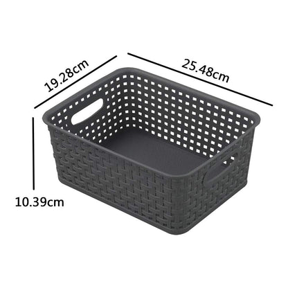 Gloreen 6 Packs Desktop Storage Basket, Small Plastic Weave Baskets, Grey