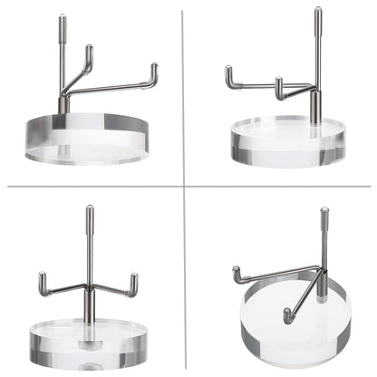 BTSKY Small Size Adjustable Silver Metal Arm Display Stand with Round Base