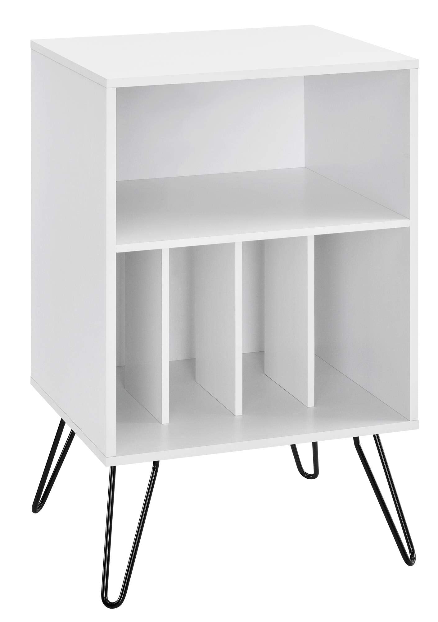 Ameriwood Harmony Turntable Stand, Wood Look White, 86.61 cm (H) x 52.58 cm (W) x 45.72 cm (D)