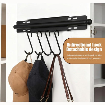 Pull Out Valet Hanger Supporting 11lbs Without Sagging, 12-Inch Adjustable Heavy-Duty Carbon Steel Grey Tube For Laundry Staging