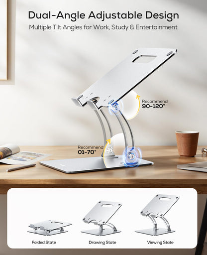 Nulaxy Ergonomic Adjustable Laptop Stand for Desk, Dual Foldable Design