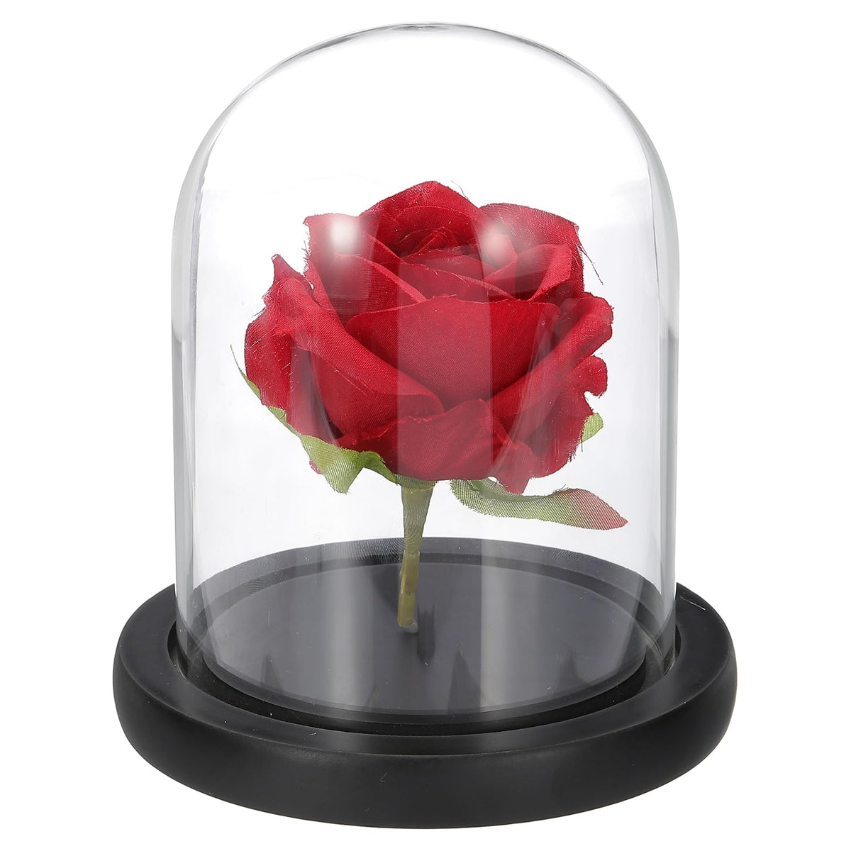 sourcing map Glass Cloche Display Dome, 4.7" x 3.5" Glass Dome Display Case Wood Base Tabletop Jar Case Decorative Bell Jar for Plant Home Decor