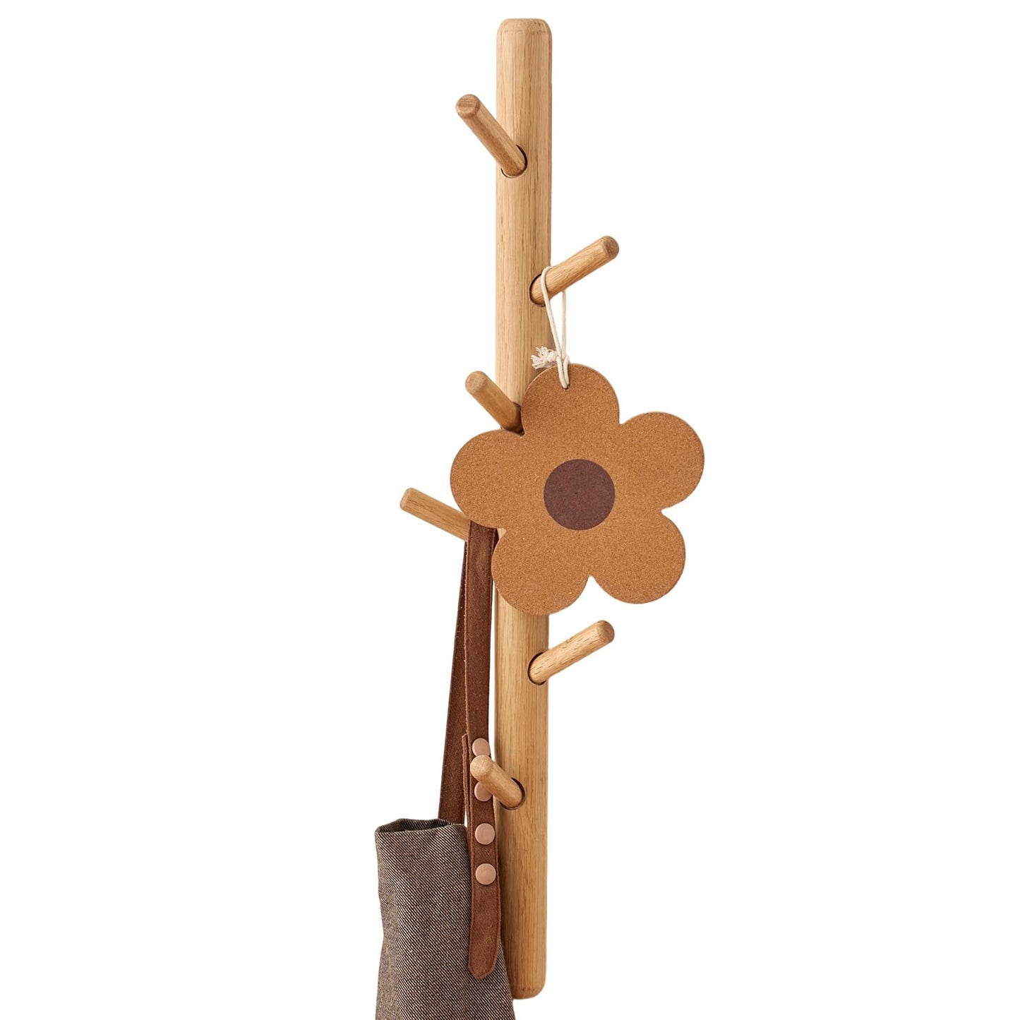 OAKERLAND Wooden Coat Rack Wall Mounted, 70cm Oak Floating Hooks for Jackets, Bag, Scarves, Handbags, 7 Hooks Branch Shape Coat Rack for Entryway