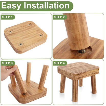 DAJAVE Small Wooden Stool, Plant Table Plant Stool Wooden Milking Stools Indoor Step Stools for Kids Small Side Table for House Plants