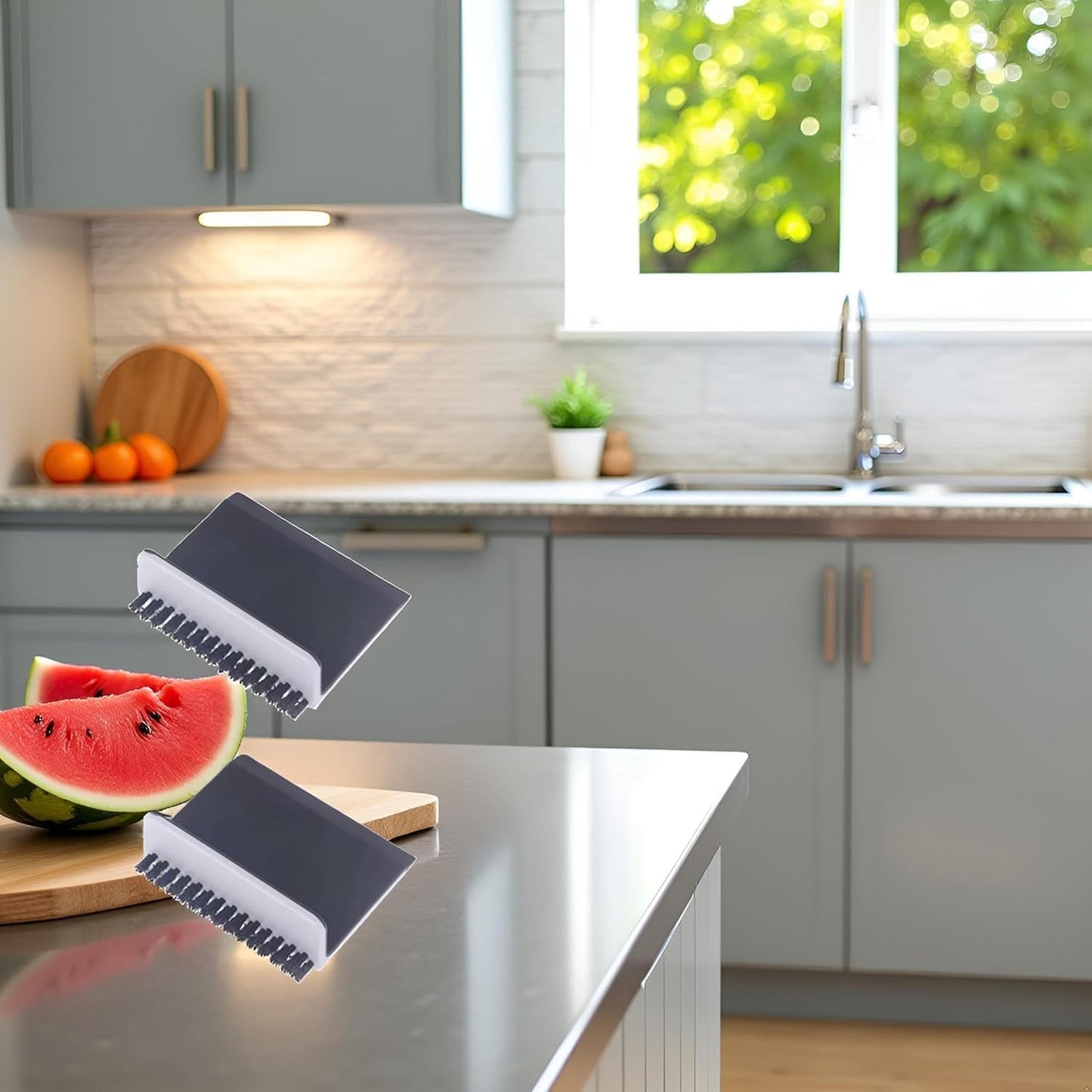 2Pcs Black Kitchen Sink Squeegee Cleaner Countertop Brush Wiper Vegetable Cleaning Brush Wiper Home Kitchen Tool Accessories Household Squeegees